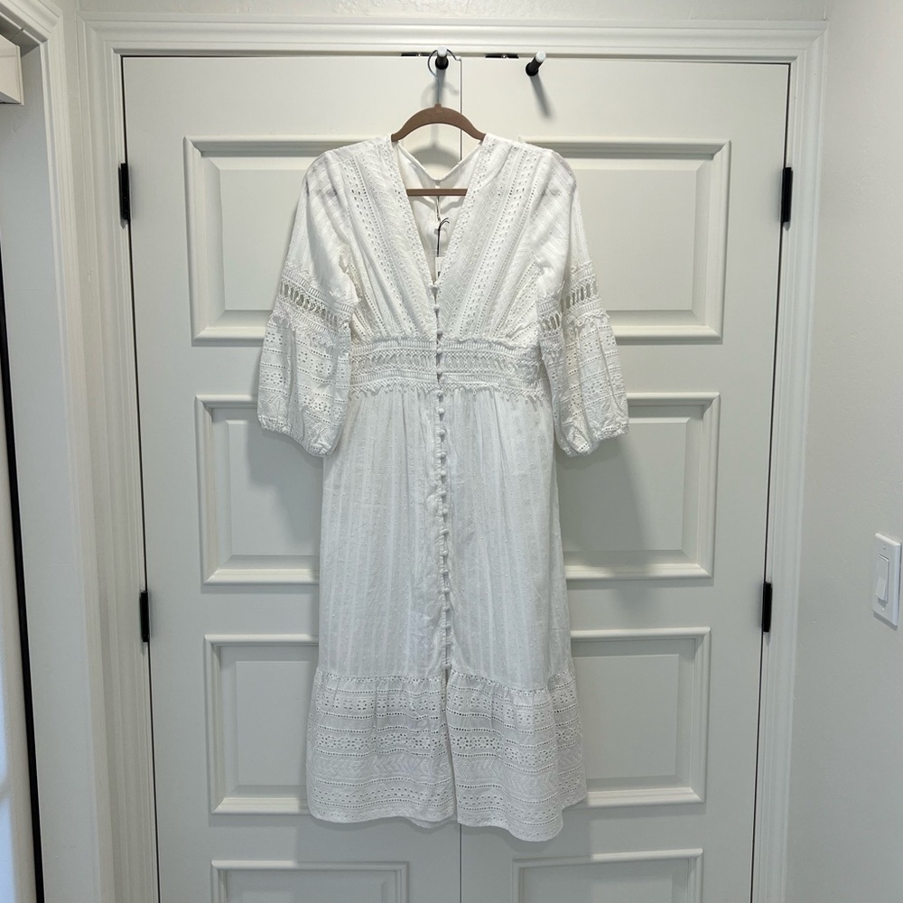 White Eyelet Midi Dress from Anthropologie